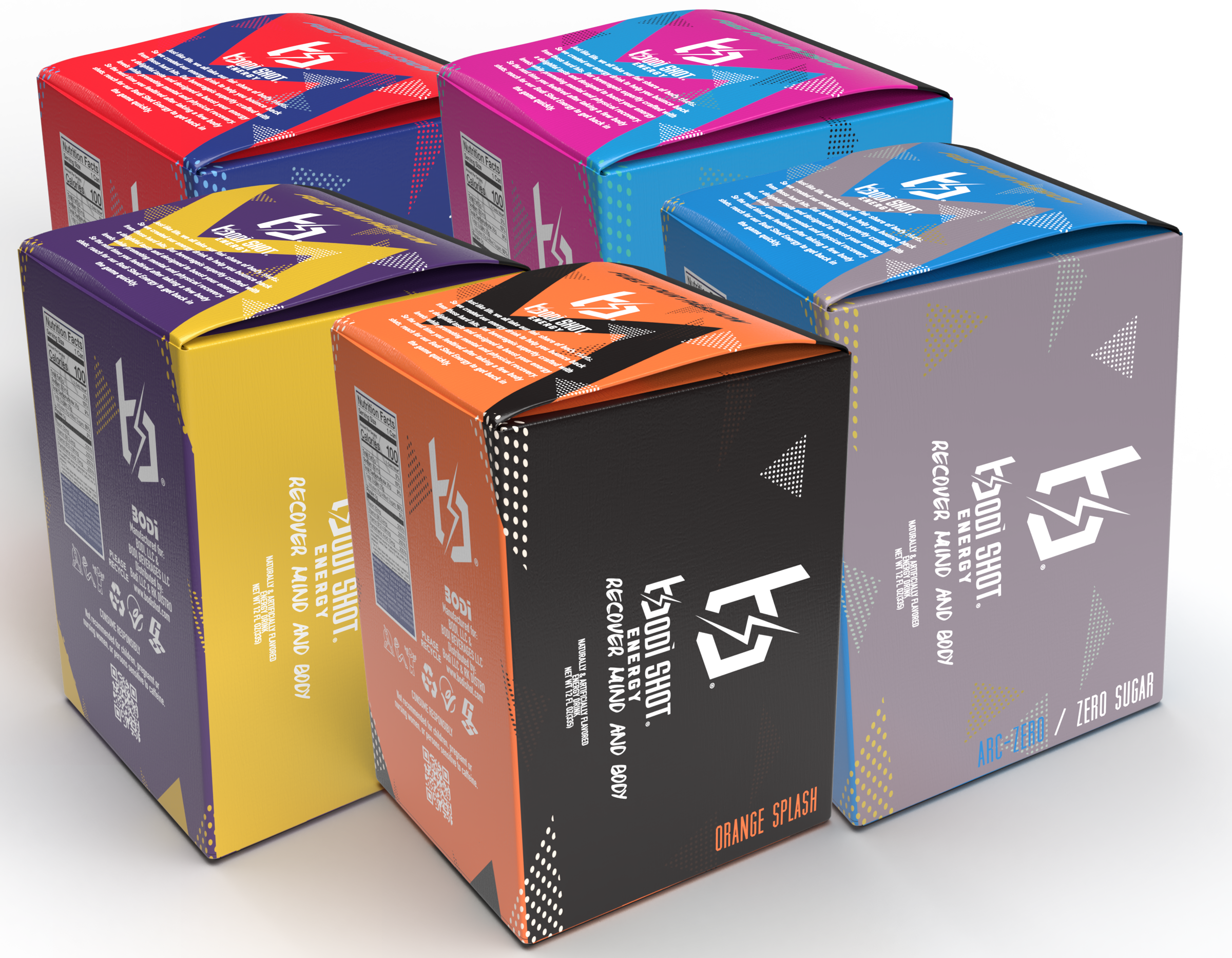 Bodi Shot Box Design 5 flavors box